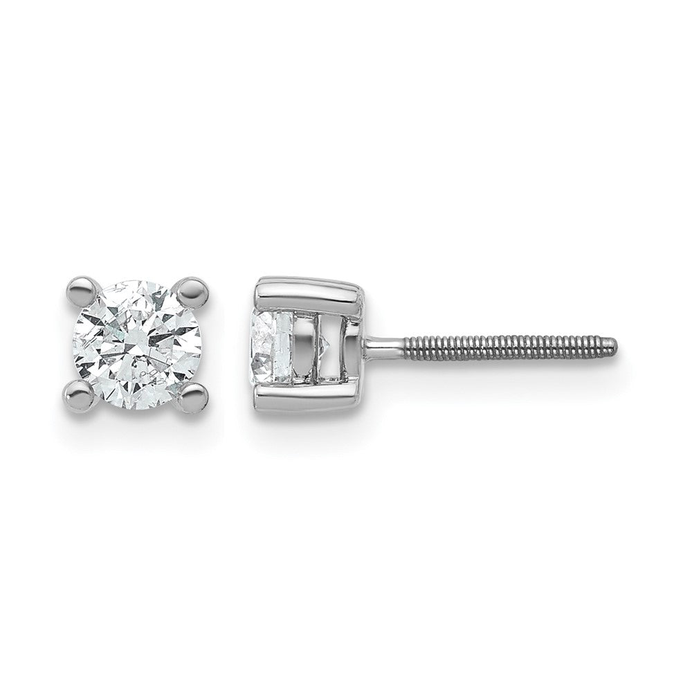 True Origin 14K White Gold 2/3 carat Lab Grown Diamond VS+ F+ Round Four Prong Heavy Weight Screw Back Complete Stud Earrings