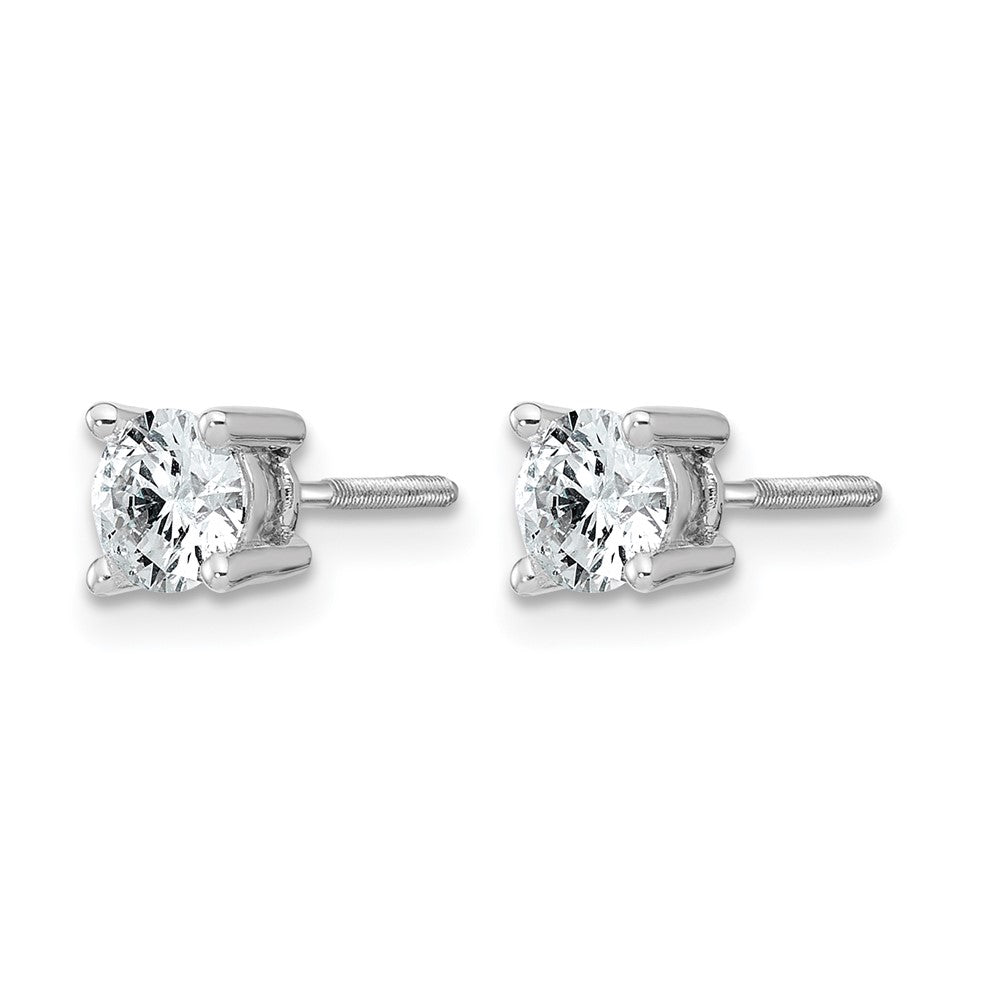 True Origin 14K White Gold 3/4 carat Lab Grown Diamond VS+ F+ Round Four Prong Heavy Weight Screw Back Complete Stud Earrings