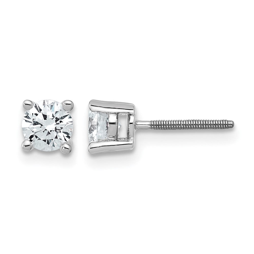 True Origin 14K White Gold 3/4 carat Lab Grown Diamond VS+ F+ Round Four Prong Heavy Weight Screw Back Complete Stud Earrings
