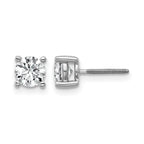 True Origin 14K White Gold 1 carat Lab Grown Diamond VS+ F+ Round Four Prong Heavy Weight Screw Back Complete Stud Earrings