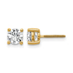 True Origin 14K Yellow Gold 1 carat Lab Grown Diamond VS+ F+ Round Four Prong Heavy Weight Screw Back Complete Stud Earrings
