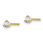 True Origin 14K Yellow Gold 1/5 carat Lab Grown Diamond VS+ F+ Round Three Prong Heavy Weight Complete Stud Earrings