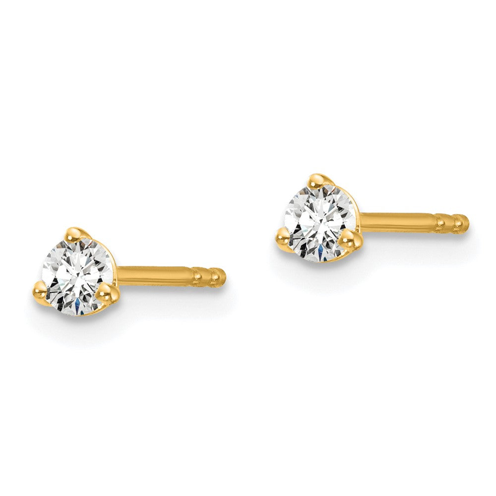 True Origin 14K Yellow Gold 1/5 carat Lab Grown Diamond VS+ F+ Round Three Prong Heavy Weight Complete Stud Earrings