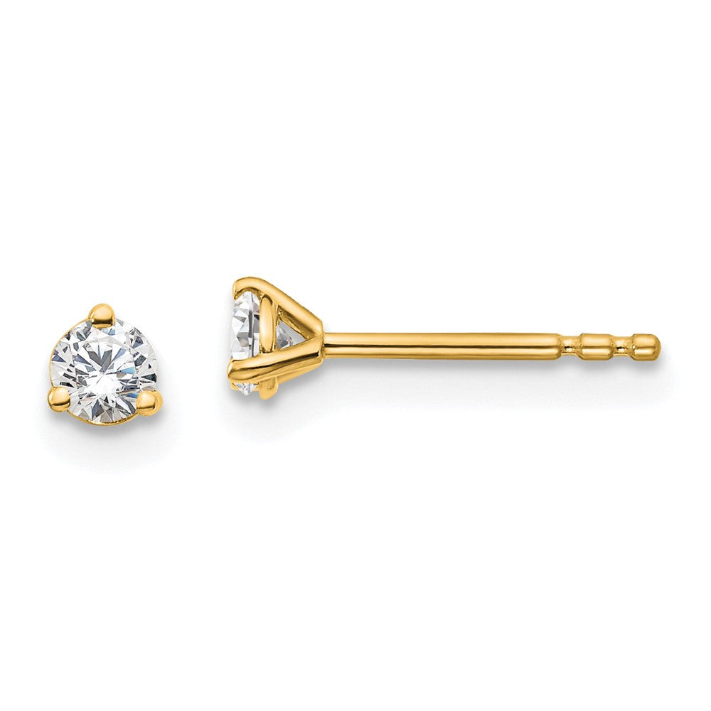True Origin 14K Yellow Gold 1/5 carat Lab Grown Diamond VS+ F+ Round Three Prong Heavy Weight Complete Stud Earrings