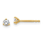 True Origin 14K Yellow Gold 1/5 carat Lab Grown Diamond VS+ F+ Round Three Prong Heavy Weight Complete Stud Earrings
