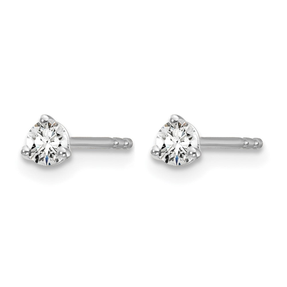 True Origin 14K White Gold 1/5 carat Lab Grown Diamond VS+ F+ Round Three Prong Heavy Weight Complete Stud Earrings