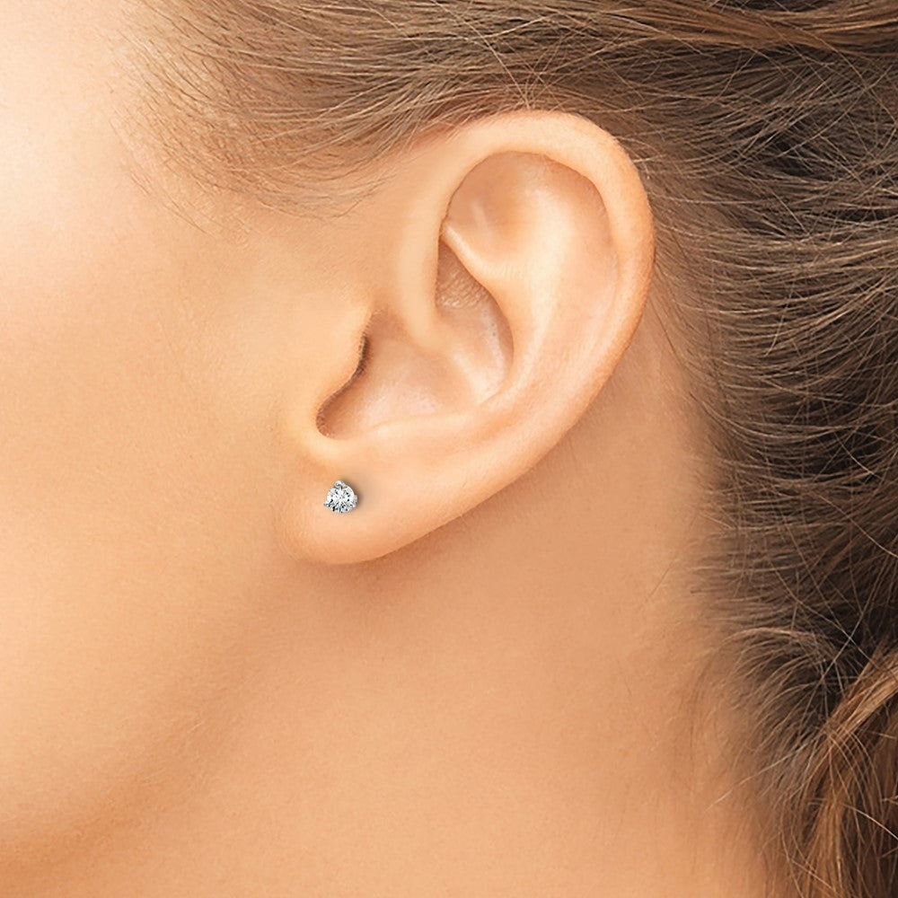 True Origin 14K White Gold 1/5 carat Lab Grown Diamond VS+ F+ Round Three Prong Heavy Weight Complete Stud Earrings