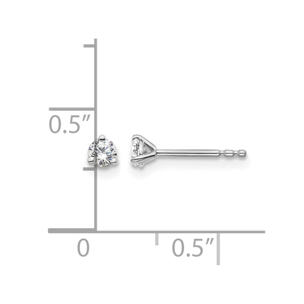 True Origin 14K White Gold 1/5 carat Lab Grown Diamond VS+ F+ Round Three Prong Heavy Weight Complete Stud Earrings