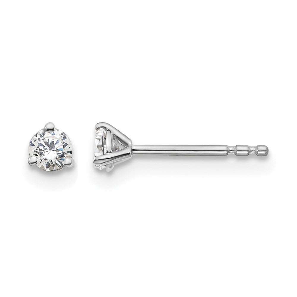 True Origin 14K White Gold 1/5 carat Lab Grown Diamond VS+ F+ Round Three Prong Heavy Weight Complete Stud Earrings