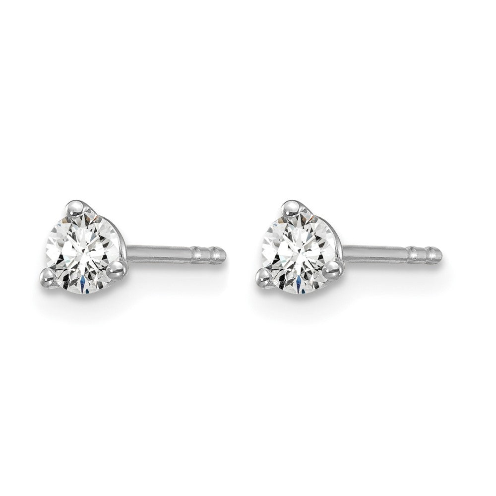 True Origin 14K White Gold 1/4 carat Lab Grown Diamond VS+ F+ Round Three Prong Heavy Weight Complete Stud Earrings