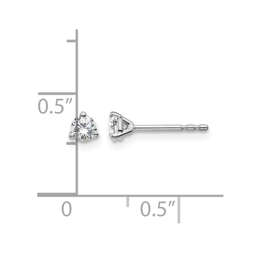 True Origin 14K White Gold 1/4 carat Lab Grown Diamond VS+ F+ Round Three Prong Heavy Weight Complete Stud Earrings
