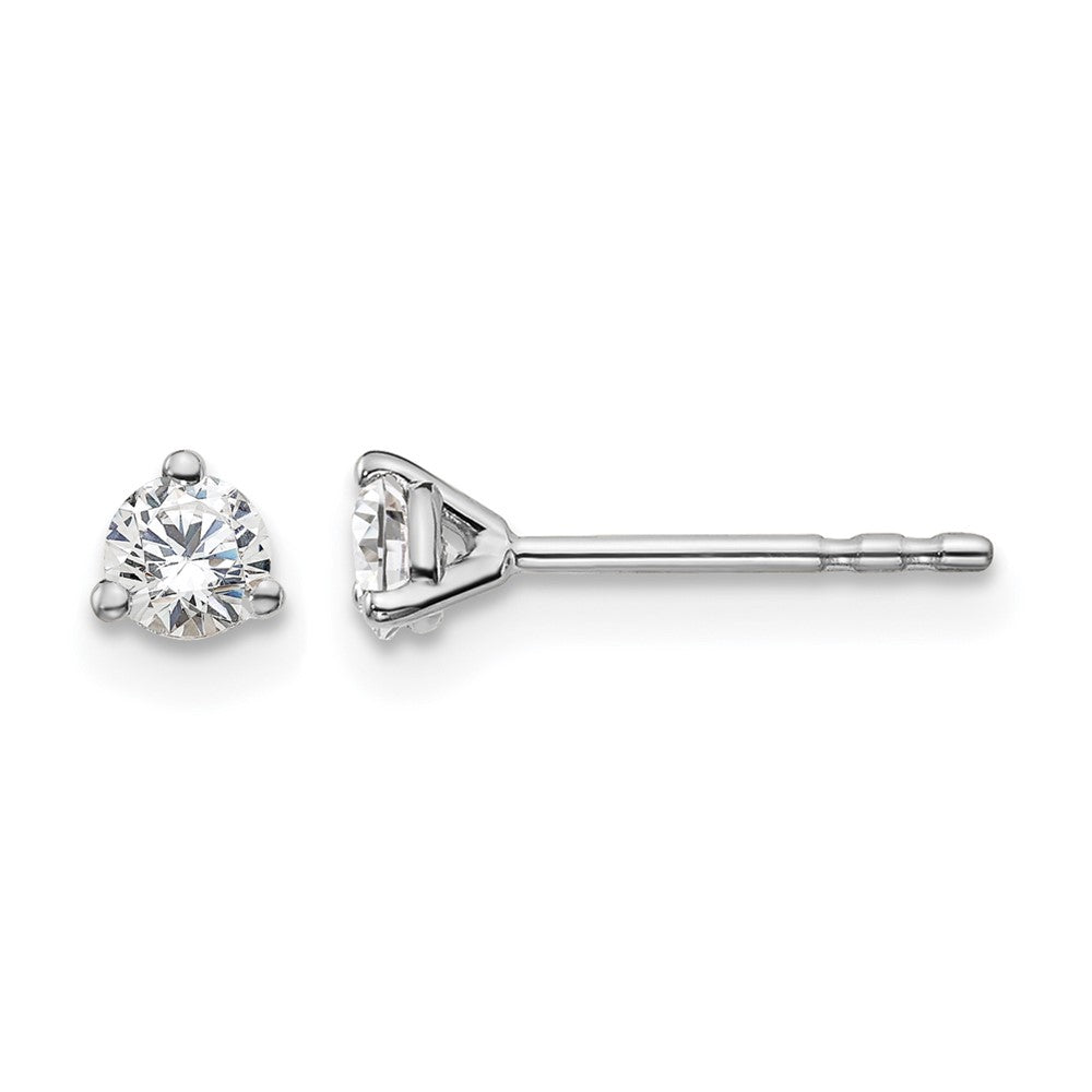 True Origin 14K White Gold 1/4 carat Lab Grown Diamond VS+ F+ Round Three Prong Heavy Weight Complete Stud Earrings