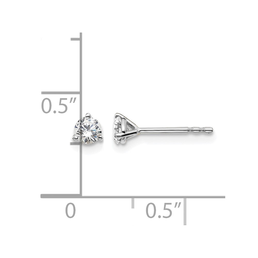 True Origin 14K White Gold 1/3 carat Lab Grown Diamond VS+ F+ Round Three Prong Heavy Weight Complete Stud Earrings