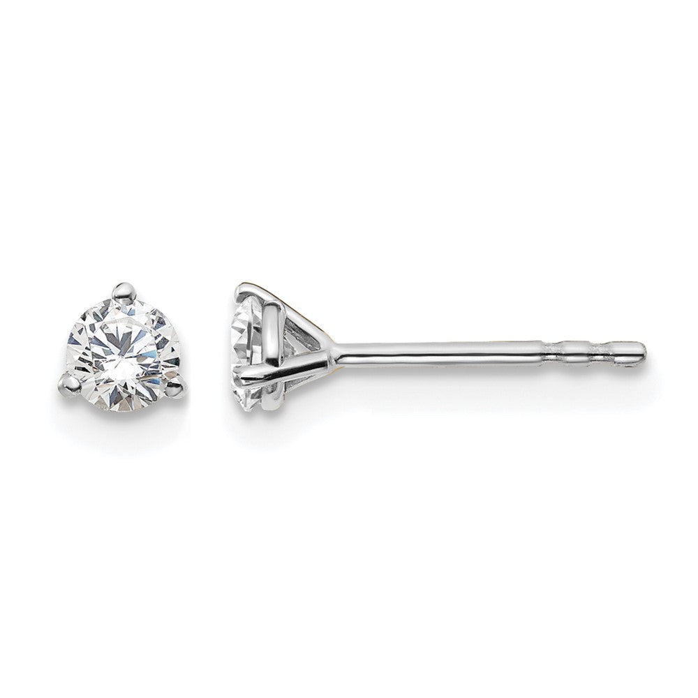 True Origin 14K White Gold 1/3 carat Lab Grown Diamond VS+ F+ Round Three Prong Heavy Weight Complete Stud Earrings