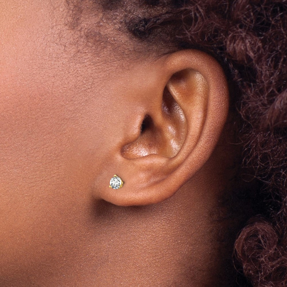 True Origin 14K Yellow Gold 1/2 carat Lab Grown Diamond VS+ F+ Round Three Prong Heavy Weight Complete Stud Earrings