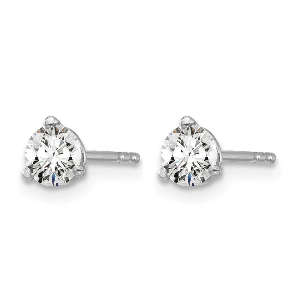 True Origin 14K White Gold 1/2 carat Lab Grown Diamond VS+ F+ Round Three Prong Heavy Weight Complete Stud Earrings