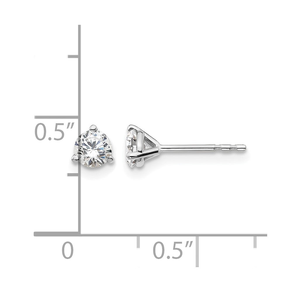 True Origin 14K White Gold 1/2 carat Lab Grown Diamond VS+ F+ Round Three Prong Heavy Weight Complete Stud Earrings