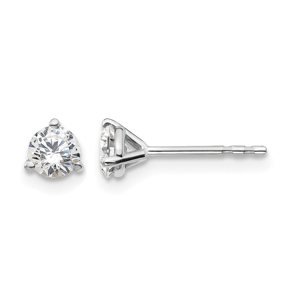 True Origin 14K White Gold 1/2 carat Lab Grown Diamond VS+ F+ Round Three Prong Heavy Weight Complete Stud Earrings