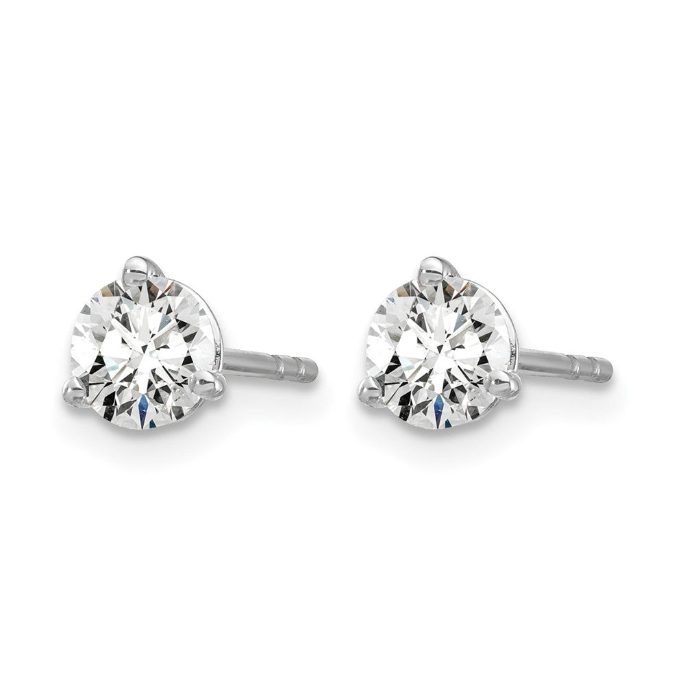 True Origin 14K White Gold 2/3 carat Lab Grown Diamond VS+ F+ Round Three Prong Heavy Weight Complete Stud Earrings