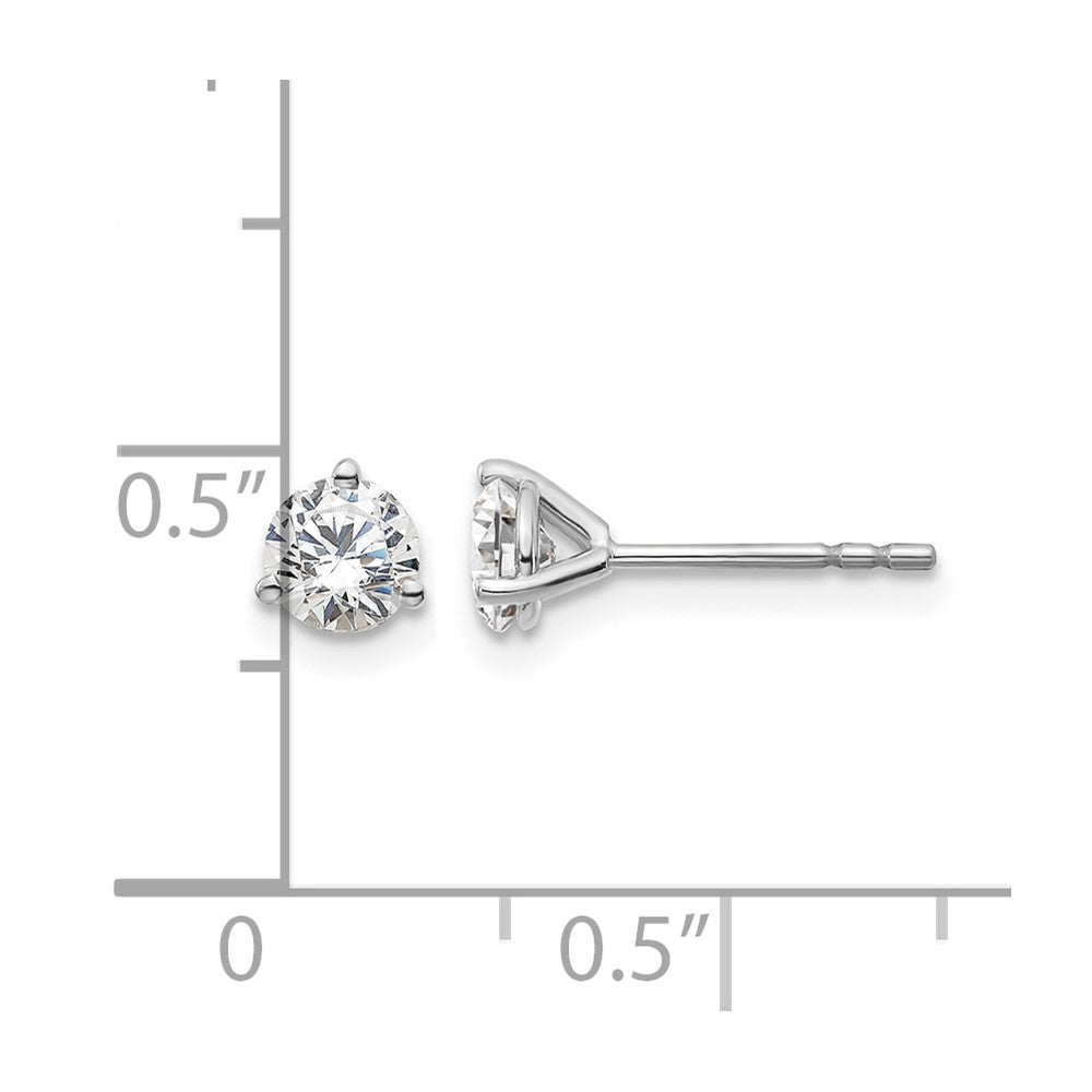 True Origin 14K White Gold 2/3 carat Lab Grown Diamond VS+ F+ Round Three Prong Heavy Weight Complete Stud Earrings