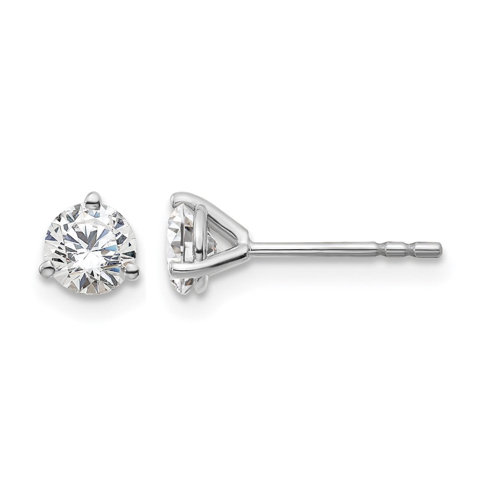 True Origin 14K White Gold 2/3 carat Lab Grown Diamond VS+ F+ Round Three Prong Heavy Weight Complete Stud Earrings