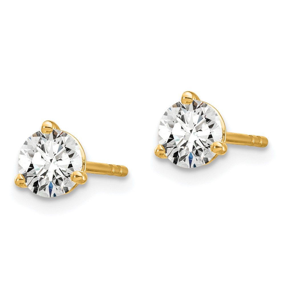 True Origin 14K Yellow Gold 3/4 carat Lab Grown Diamond VS+ F+ Round Three Prong Heavy Weight Complete Stud Earrings