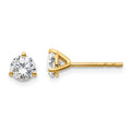 True Origin 14K Yellow Gold 3/4 carat Lab Grown Diamond VS+ F+ Round Three Prong Heavy Weight Complete Stud Earrings