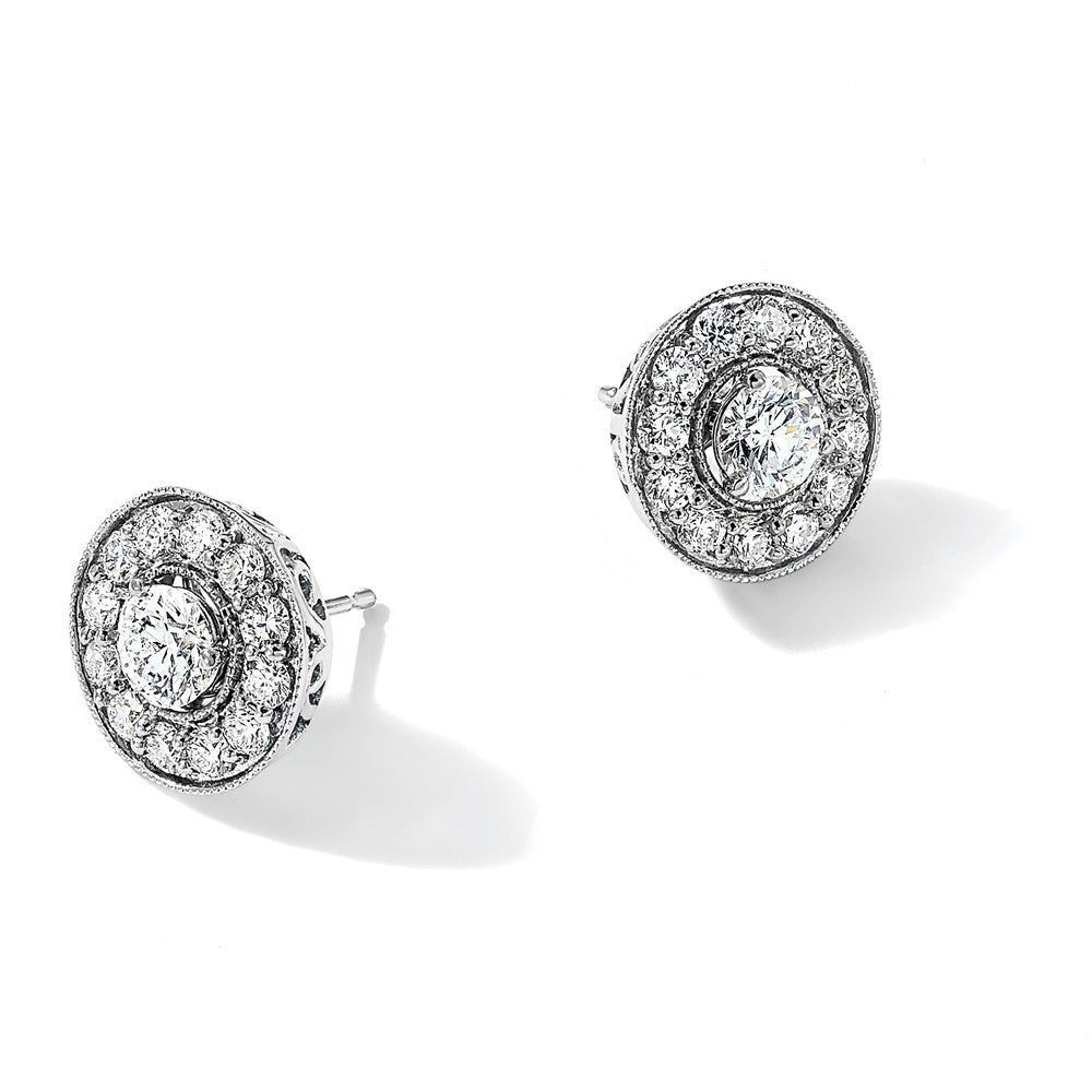 True Origin 14K White Gold 1/2 carat Lab Grown Diamond VS+ F+ Round Three Prong Heavy Weight Complete Stud Earrings