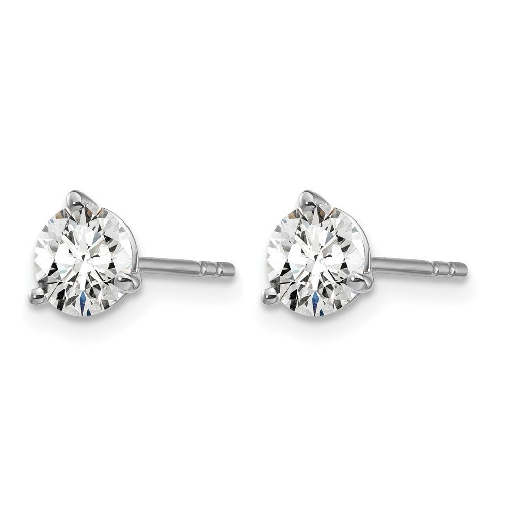 True Origin 14K White Gold 1 carat Lab Grown Diamond VS+ F+ Round Three Prong Heavy Weight Complete Stud Earrings