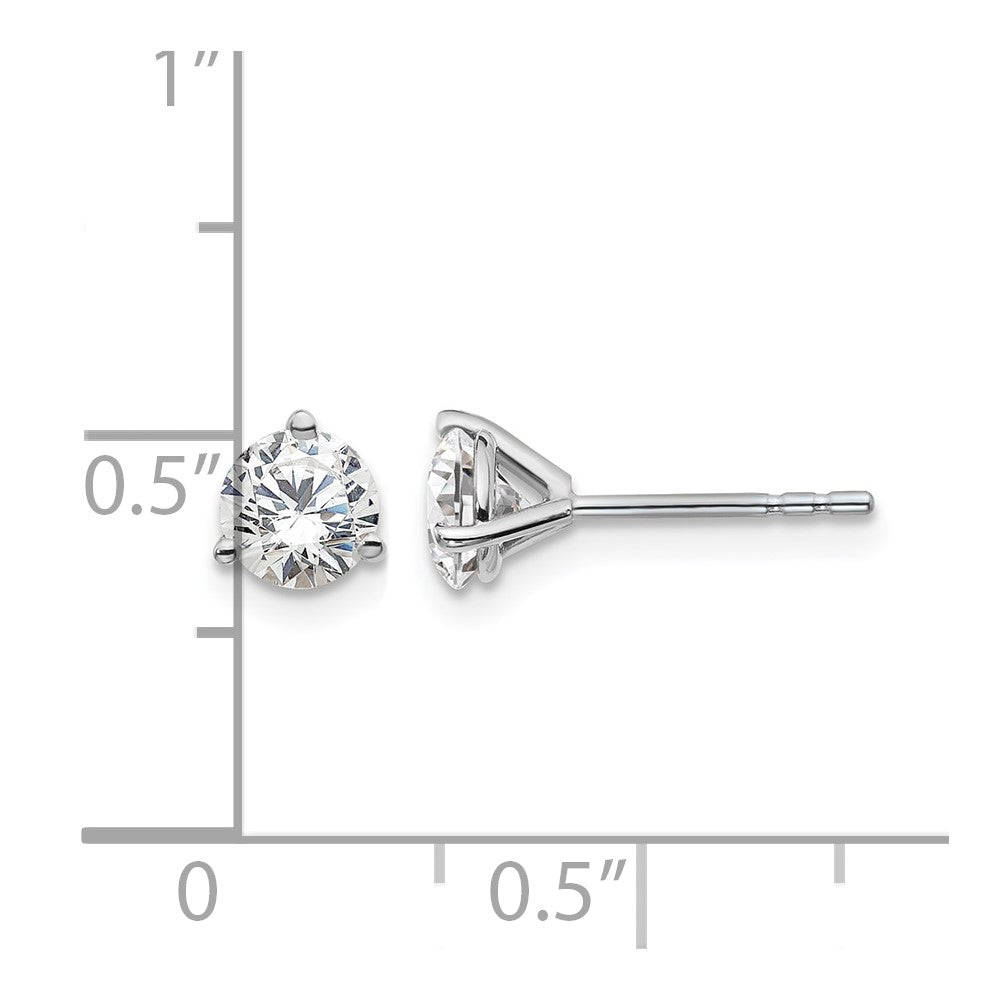True Origin 14K White Gold 1 carat Lab Grown Diamond VS+ F+ Round Three Prong Heavy Weight Complete Stud Earrings