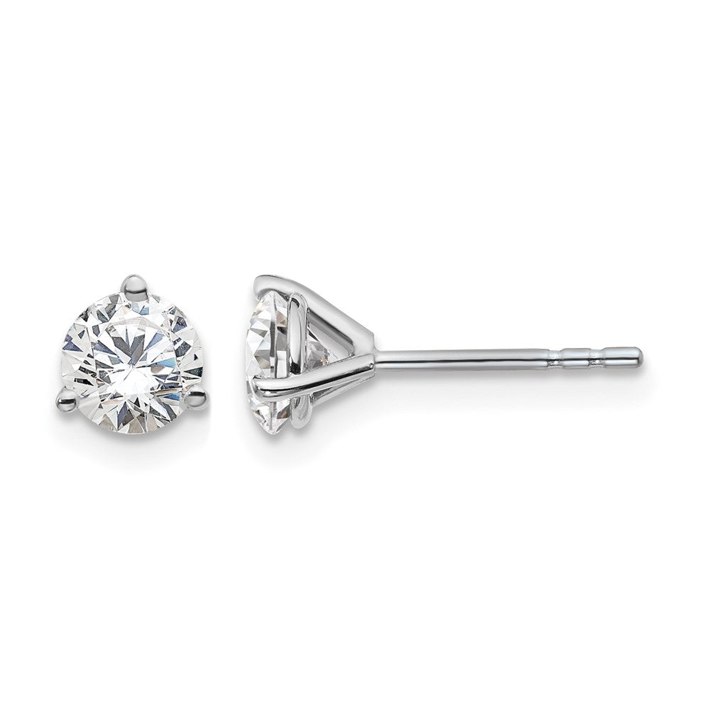 True Origin 14K White Gold 1 carat Lab Grown Diamond VS+ F+ Round Three Prong Heavy Weight Complete Stud Earrings