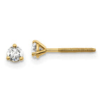 True Origin 14K Yellow Gold 1/5 carat Lab Grown Diamond VS+ F+ Round Three Prong Heavy Weight Screw Back Complete Stud Earrings