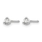 True Origin 14K White Gold 1/5 carat Lab Grown Diamond VS+ F+ Round Three Prong Heavy Weight Screw Back Complete Stud Earrings