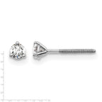 True Origin 14K White Gold 1/5 carat Lab Grown Diamond VS+ F+ Round Three Prong Heavy Weight Screw Back Complete Stud Earrings