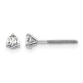 True Origin 14K White Gold 1/5 carat Lab Grown Diamond VS+ F+ Round Three Prong Heavy Weight Screw Back Complete Stud Earrings