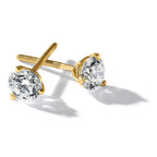 True Origin 14K Yellow Gold 1/4 carat Lab Grown Diamond VS+ F+ Round Three Prong Heavy Weight Screw Back Complete Stud Earrings