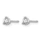 True Origin 14K White Gold 1/4 carat Lab Grown Diamond VS+ F+ Round Three Prong Heavy Weight Screw Back Complete Stud Earrings