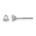 True Origin 14K White Gold 1/4 carat Lab Grown Diamond VS+ F+ Round Three Prong Heavy Weight Screw Back Complete Stud Earrings