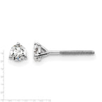 True Origin 14K White Gold 1/3 carat Lab Grown Diamond VS+ F+ Round Three Prong Heavy Weight Screw Back Complete Stud Earrings