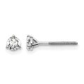 True Origin 14K White Gold 1/3 carat Lab Grown Diamond VS+ F+ Round Three Prong Heavy Weight Screw Back Complete Stud Earrings
