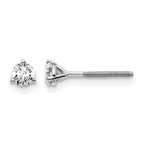 True Origin 14K White Gold 1/3 carat Lab Grown Diamond VS+ F+ Round Three Prong Heavy Weight Screw Back Complete Stud Earrings