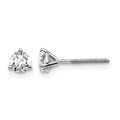 True Origin 14K White Gold 1/2 carat Lab Grown Diamond VS+ F+ Round Three Prong Heavy Weight Screw Back Complete Stud Earrings