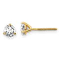 True Origin 14K Yellow Gold 2/3 carat Lab Grown Diamond VS+ F+ Round Three Prong Heavy Weight Screw Back Complete Stud Earrings