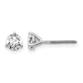 True Origin 14K White Gold 2/3 carat Lab Grown Diamond VS+ F+ Round Three Prong Heavy Weight Screw Back Complete Stud Earrings