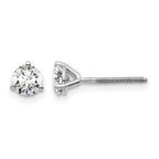 True Origin 14K White Gold 2/3 carat Lab Grown Diamond VS+ F+ Round Three Prong Heavy Weight Screw Back Complete Stud Earrings