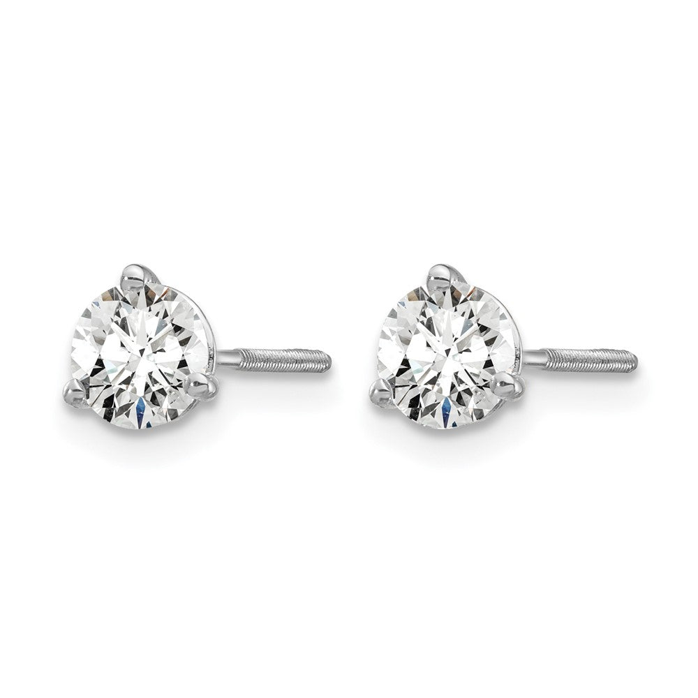 True Origin 14K White Gold 3/4 carat Lab Grown Diamond VS+ F+ Round Three Prong Heavy Weight Screw Back Complete Stud Earrings