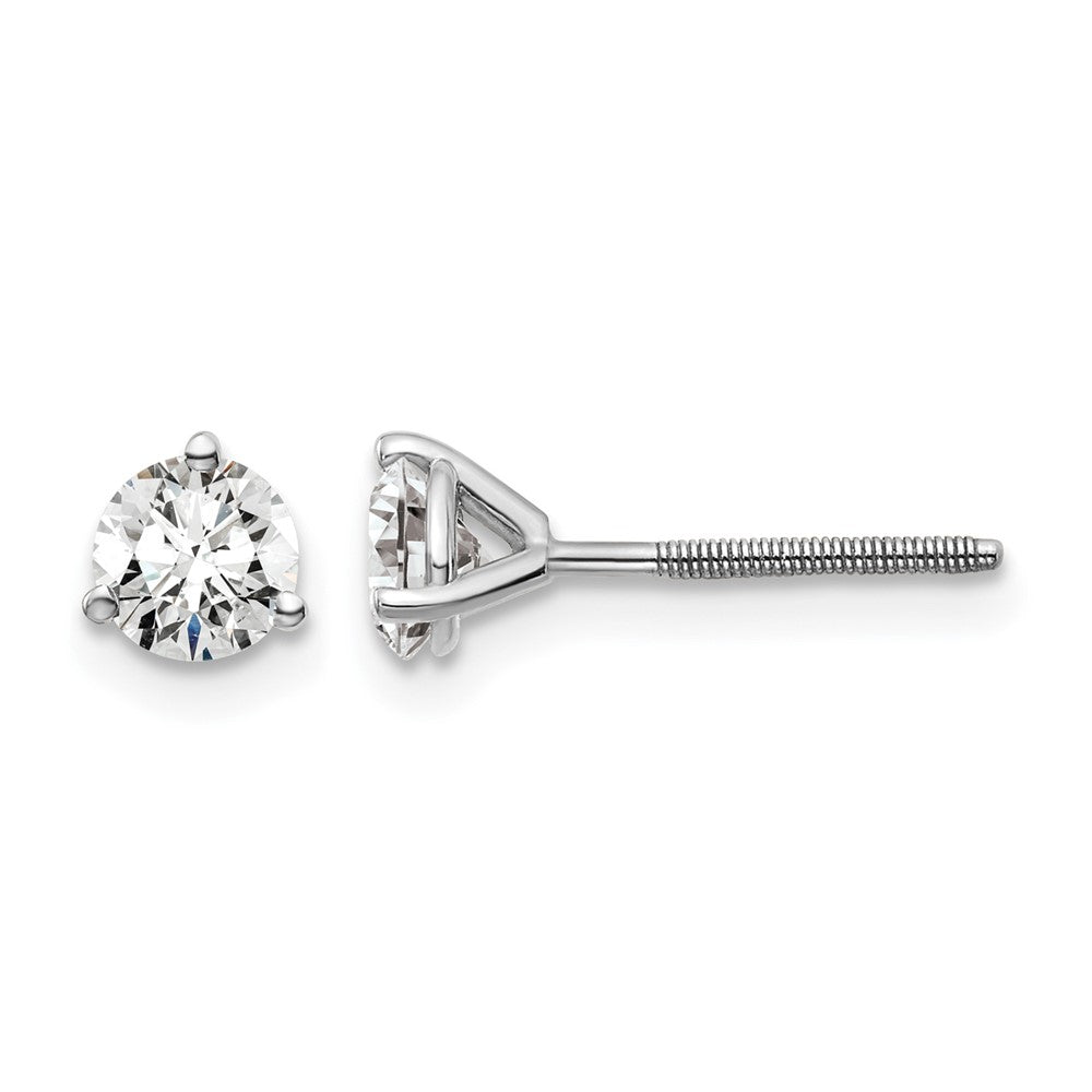 True Origin 14K White Gold 3/4 carat Lab Grown Diamond VS+ F+ Round Three Prong Heavy Weight Screw Back Complete Stud Earrings