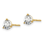 True Origin 14K Yellow Gold 1 carat Lab Grown Diamond VS+ F+ Round Three Prong Heavy Weight Screw Back Complete Stud Earrings