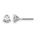 True Origin 14K White Gold 1 carat Lab Grown Diamond VS+ F+ Round Three Prong Heavy Weight Screw Back Complete Stud Earrings