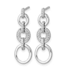 14k White Gold 1/8 carat Diamond Circles Dangle Post Earrings